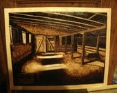 Granpa's Barn woodburned plaque wall hanging art hand woodburned pyrography