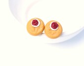 roseleaf original polymer clay button stud earrings - Emsawhatsy - surgical steel posts