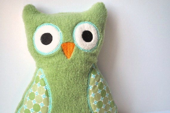 Plush Owl - Green Owl Stuffie - Cute Owl Toy Plush - Polka Dot Owl - Baby Gift Owl