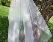 Custom Fingertip Length Wedding Veil Made to Order Blusher 2 Tier Cut Edge