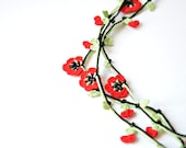 Handmade Crochet Necklace Oya, Red Flowers, Handmade Jewelry, Crochet Jewelry
