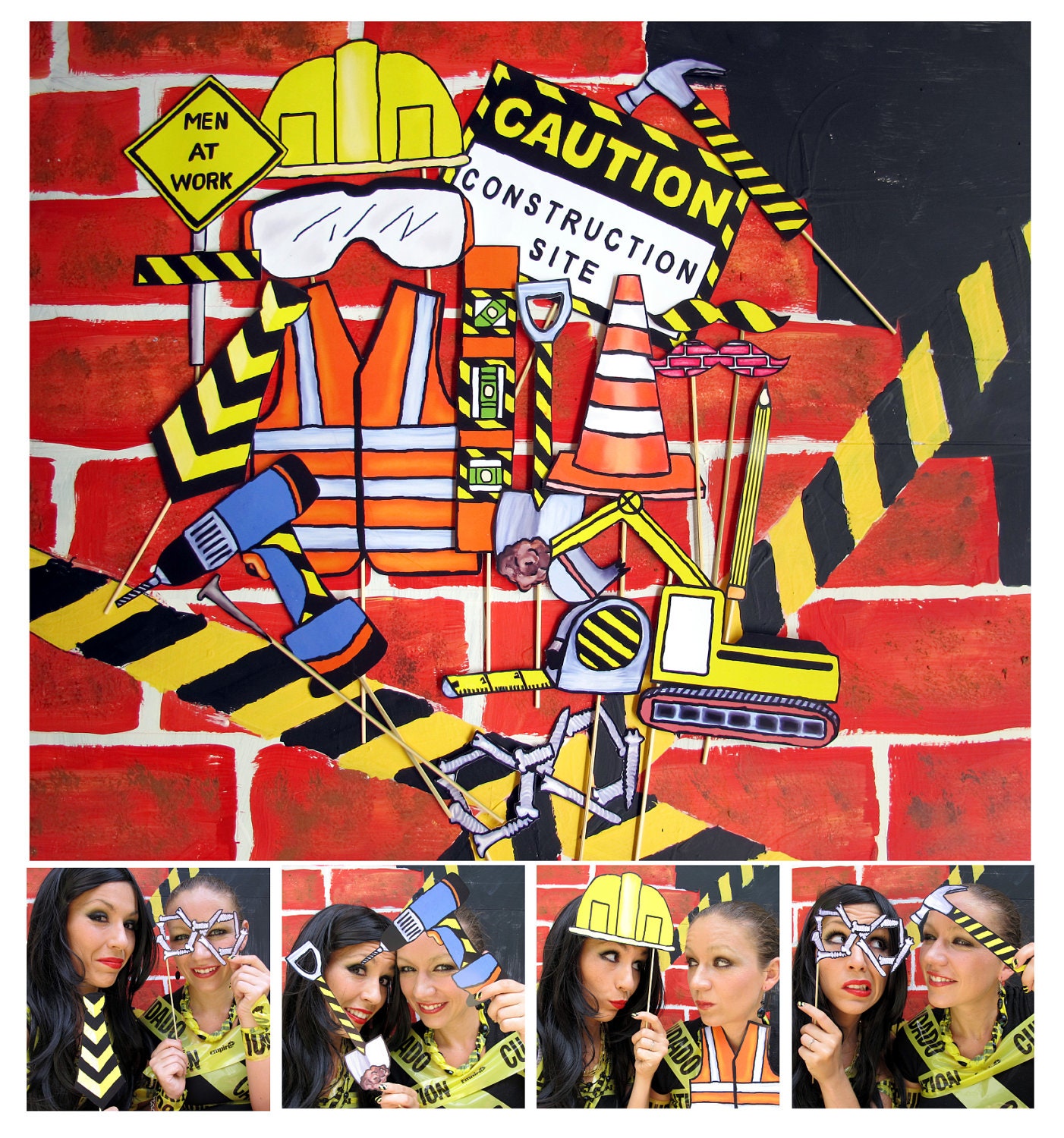 Construction and Tools photo booth props - perfect for a themed birthday party or a demolition project