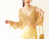 REDUCED was 452 now 375 stunning extremely rare vintage Yves Saint Laurent YSL gold metallic leather pencil skirt