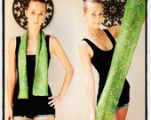 SALE 100% Silk batik scarf / headband peacock green/yellow/blue handmade