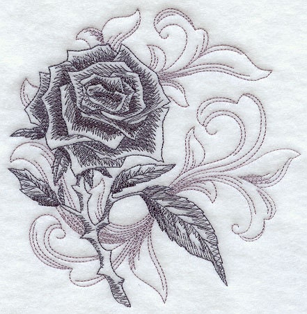 Rose Flower Tote Bag Cotton Canvas Embroidery