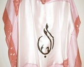 Hand Painted Silk Dress - "Love" in red and white colors - Kaftan - Silk Dress -  Swarovski - One Size Fits Most. Valentine.