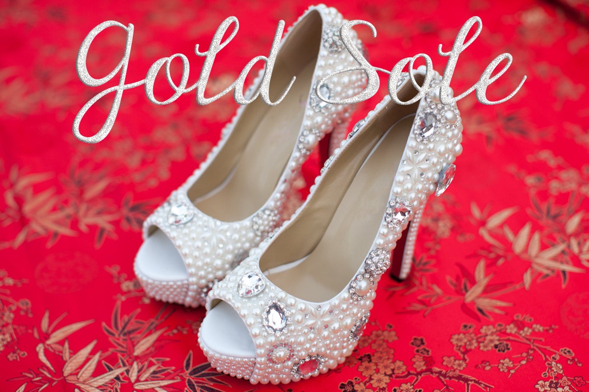 Ready to Ship Wedding Shoes with Peep Toe Size 8