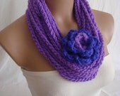 Crocheted Scarf, Infinity Rope Scarf, Chain Scarf (Lilac) by Arzu's Style