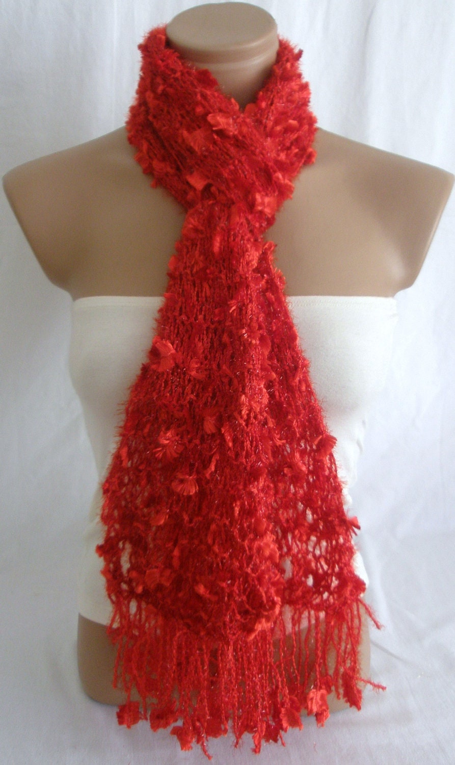 StOcK CleAranCe SaLe-28% OFF-WAS 13.90USD-Hand knitted red elegant scarf