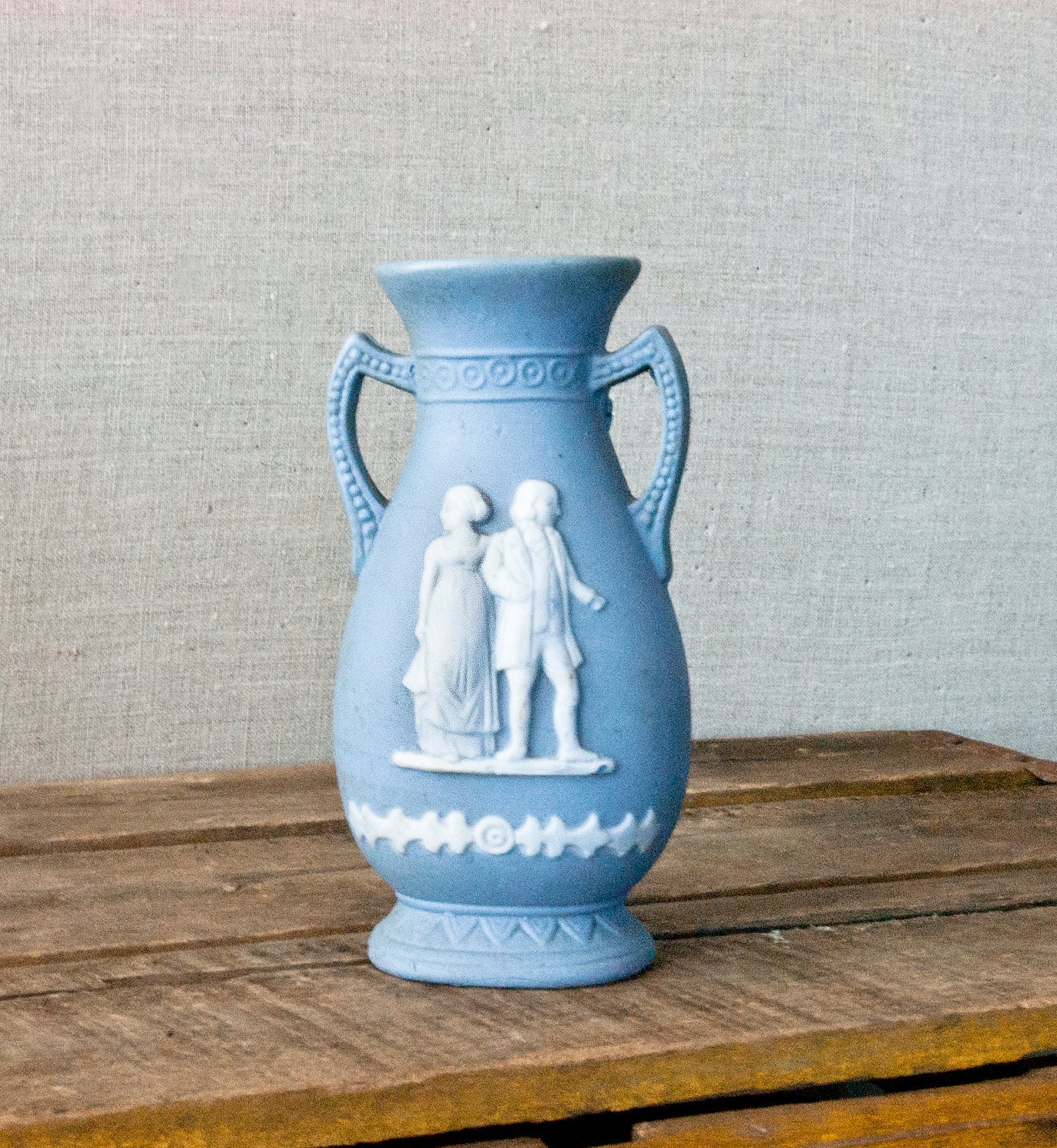 Vintage Cameo Vase Porcelain Powder Blue