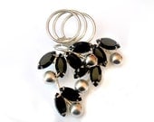 Art Deco Retro Modern Pin Black Silver 1950s Vintage Jewelry Rhinestone Brooch Collectable Unsigned Beauty