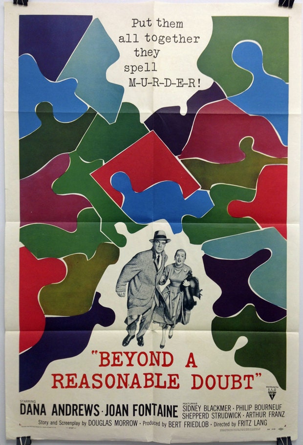 Beyond a Reasonable Doubt, US One Sheet, 1956 Original Vintage Movie Poster
