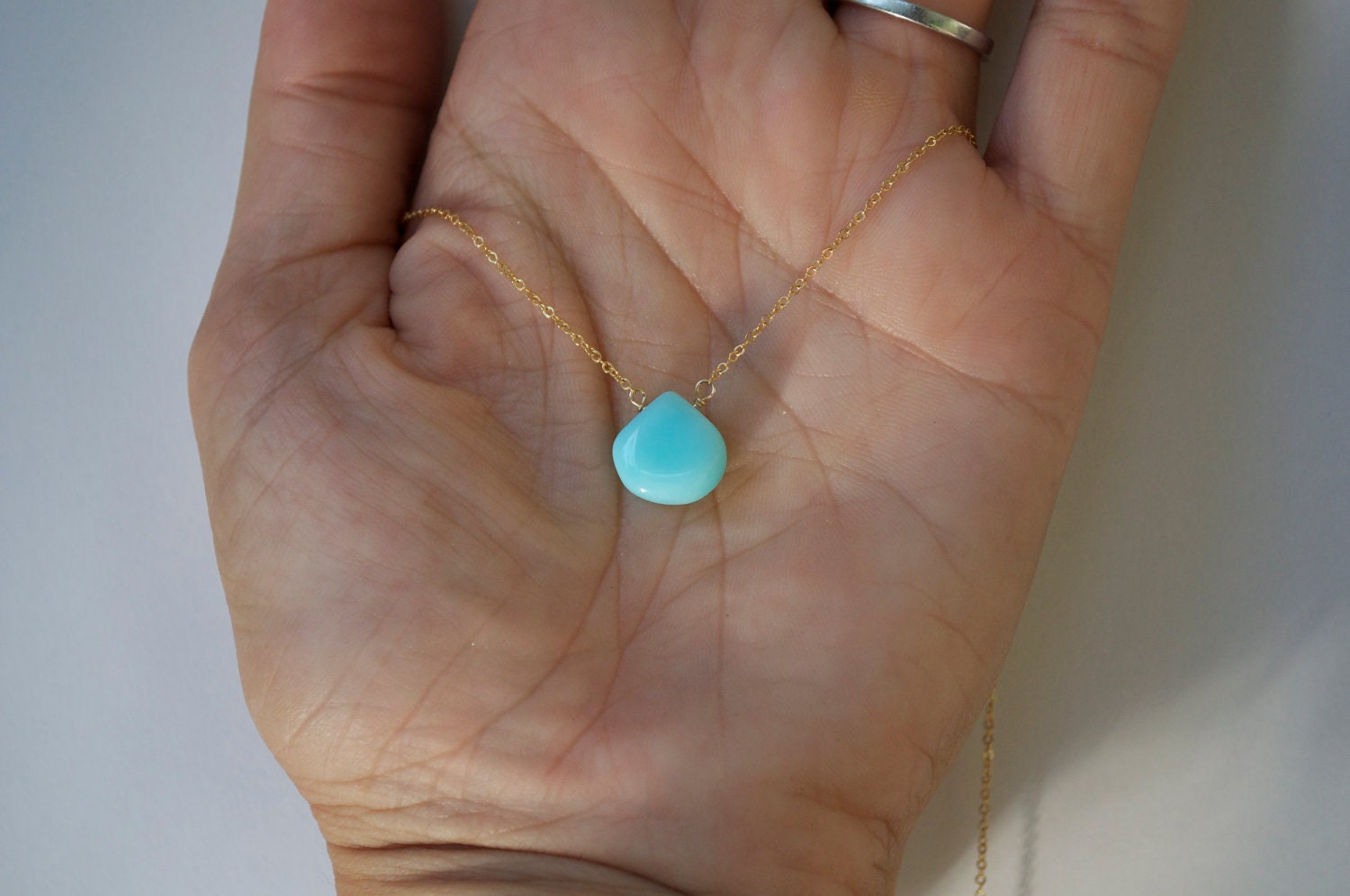 Peruvian Opal Teardrop Necklace