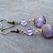Bronze Handmade Purple Amethyst Crystal Bead Dangle Filigree Earrings Earring Jewelry