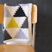 Knitted Triangle Pattern Baby Blanket in Grey/Black/Neon Yellow for Bassinet, Stroller, or Car Seat