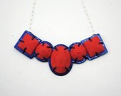 navy and red orange gem necklace