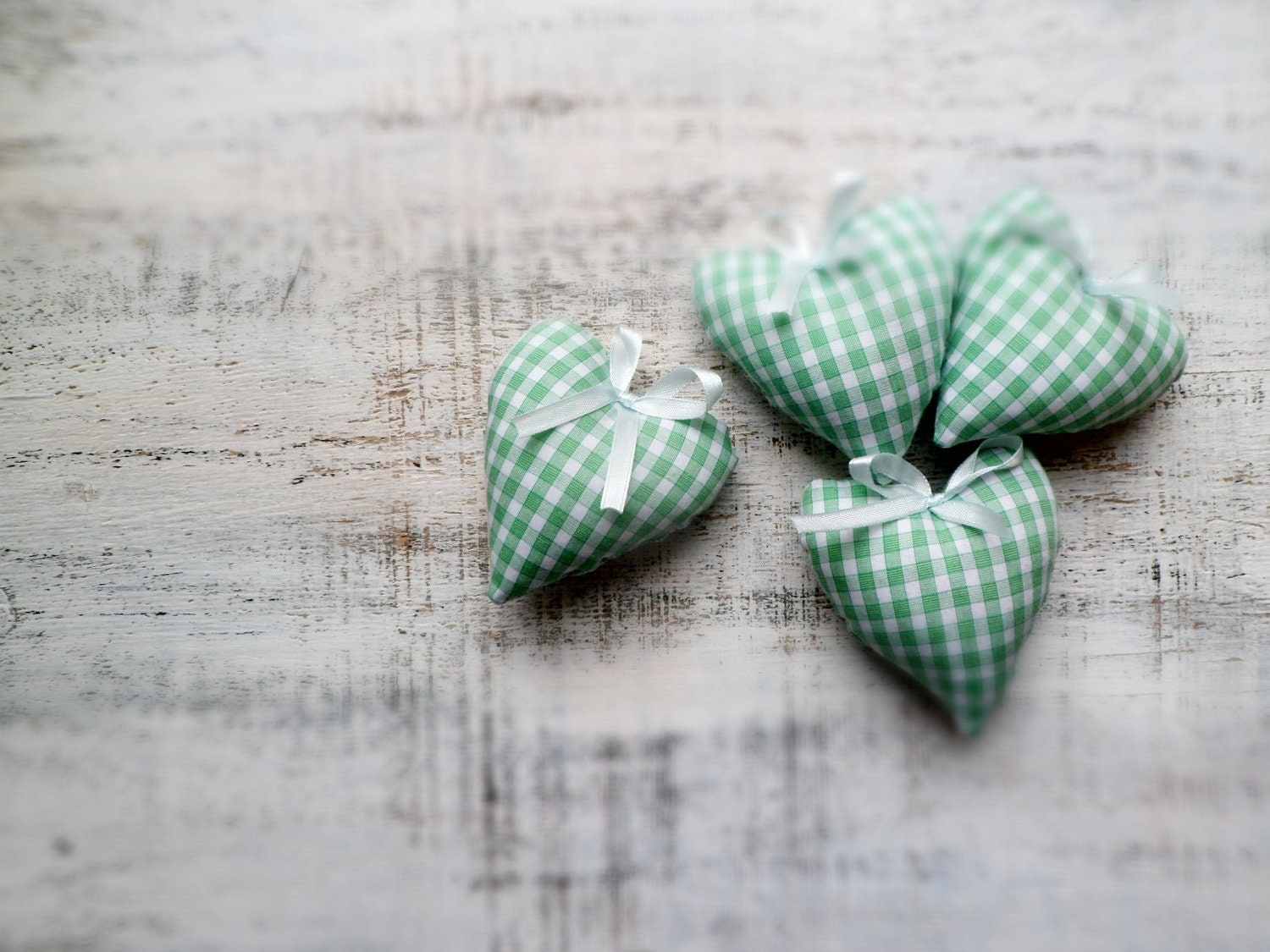 Mint heart magnet sachet Valentine Day decor, Valentine gift green white cotton shabby chic cottage chic