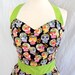 Day of the Dead Sugar Skulls Retro Apron with Lime Green