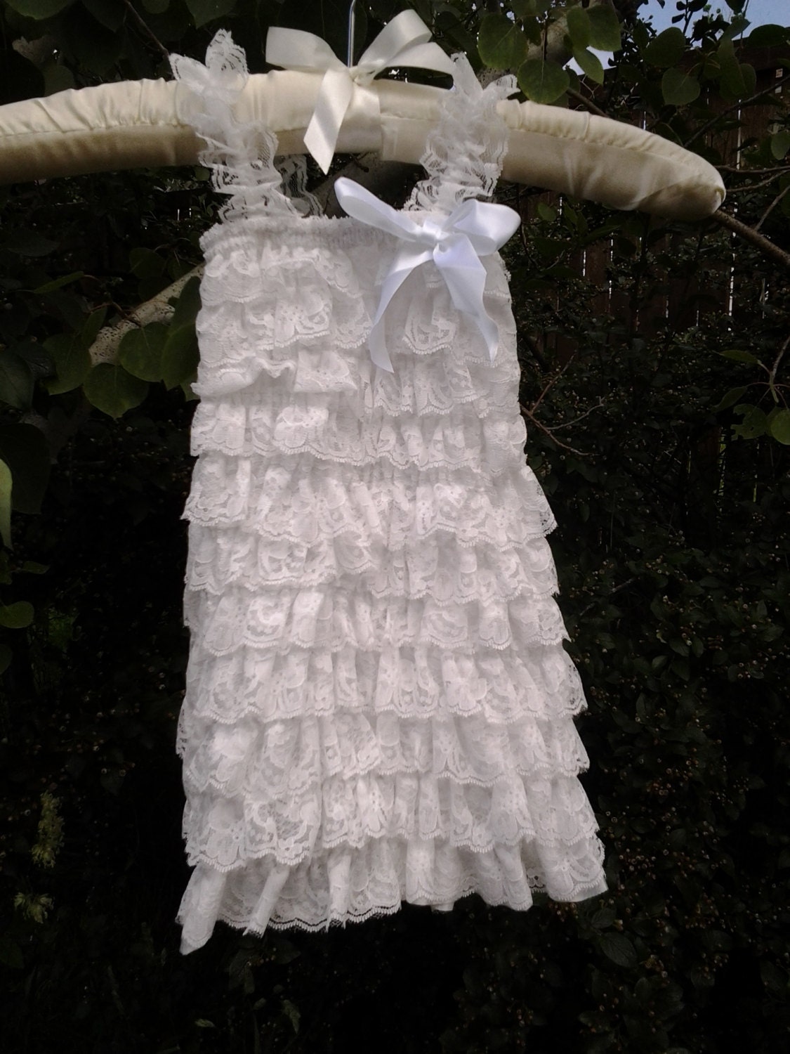 White Petti Lace Romper Dress - Flower Girl Dress - Baptism Dresses, Petti Romper, Lace Petti Romper