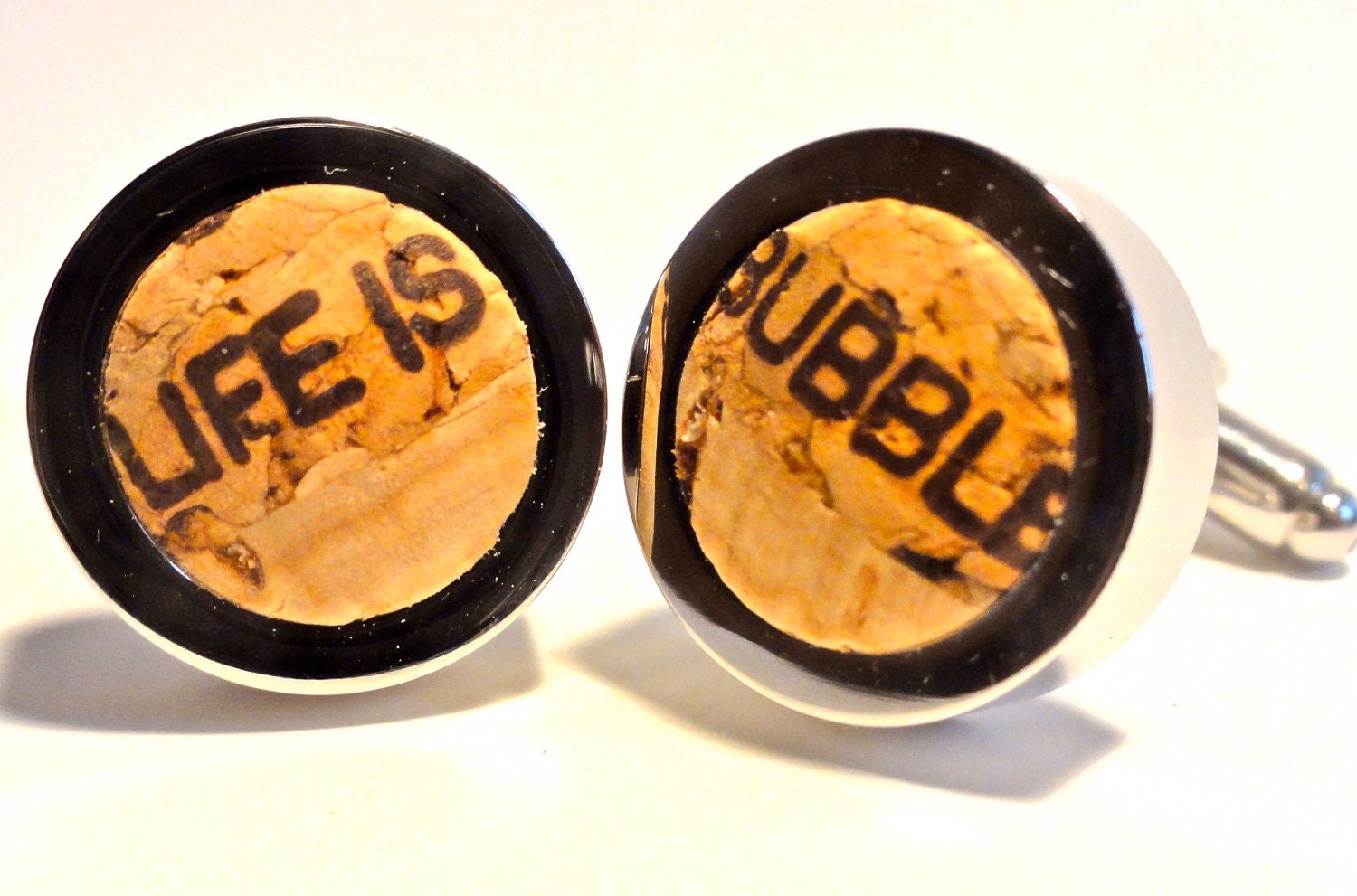 Wine Cufflinks - Life is a Bubble - Champagne Gift - Wino Geek - Smart