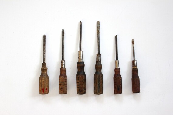 SALE /// wooden handle screwdrivers // by AntiqueWhiteBoutique