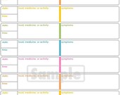 Symptoms Tracker -  Printable for Health and Medical - INSTANT DOWNLOAD
