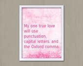 Funny Grammar Quote - English Gift - Oxford Comma Geekery Gift Typographic Print - Teacher Gift / Gifts for Teachers Book Lover