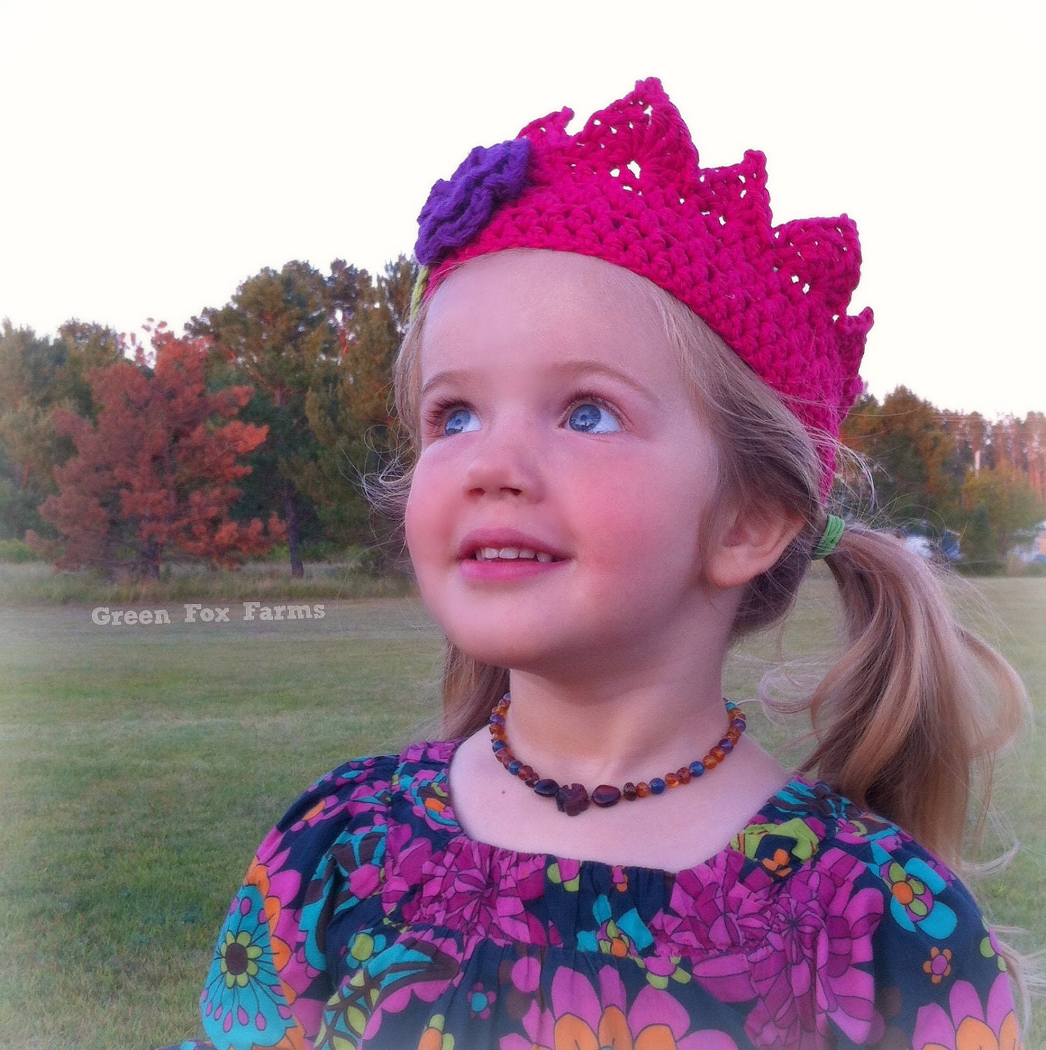 CUSTOM Girls Crochet Crown with Flower Princess Crown Boutique Birthday Crown MADE to ORDER