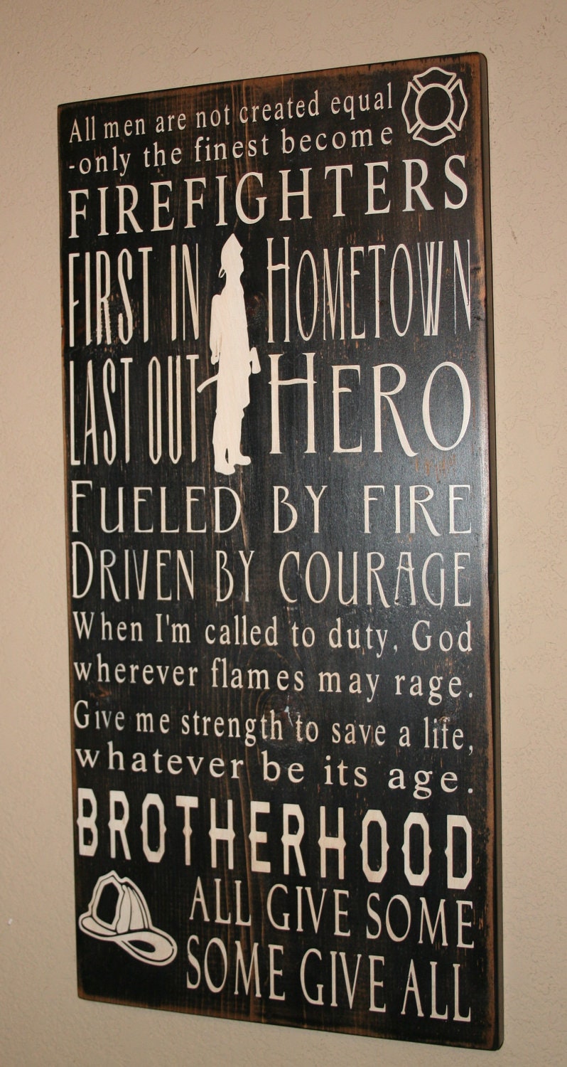 Firefighter Subway Wall Art, Firefighter Decor, Distressed Wall Decor, Custom Wood Sign, Firefighter, Typography Word Art