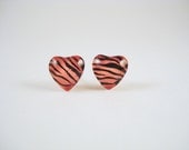 Coral Zebra Print Nail Polish Earrings - Made to Order