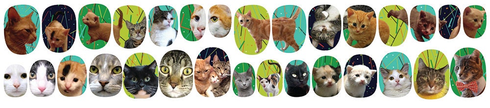City Kitties Cat Nail Decal Set- 5 Dollar Charitable Donation with Each Set Purchased