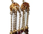 orion - 14k gold dangle chandelier earrings by lilla stjarna - ft. swarovski crystals, freshwater pearls, 14 k gold - gifts under 50
