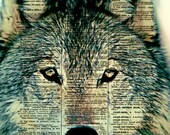 Wolf Dictionary Art Print, Wolf Print, Wall Decor, Art Print, Antique Dictionary Page Art, Home Decor