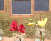 Rustic Wedding Chalkboard Signs in Mason Jar - Set of 2 - Shabby Chic - Wedding Table Numbers