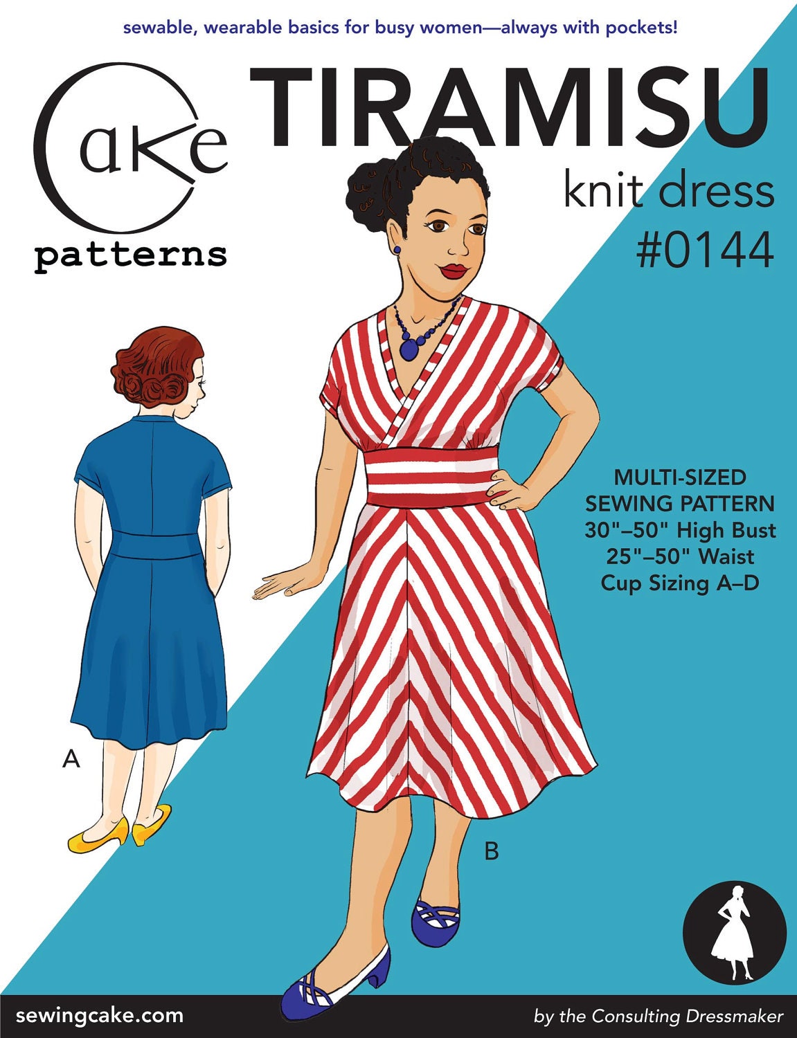Tiramisu Knit Dress from Cake Patterns- Multi-Size 30"-50" high bust, 25"-50" waist