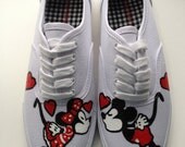 VANS VERSION Hand Painted Mickey Mouse Minnie Mouse & Disney Inspired Shoes Womens Canvas Custom Keds Vans Any Size 5-14