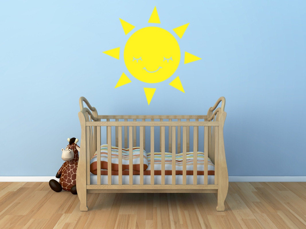 Smiling Sun Vinyl Decal Size LARGE - Sun, Sun Vinyl Wall Art, Sun Sticker, Sun Decor, Sun Decorations, Sun Art, Nursery Art, Kids room Art