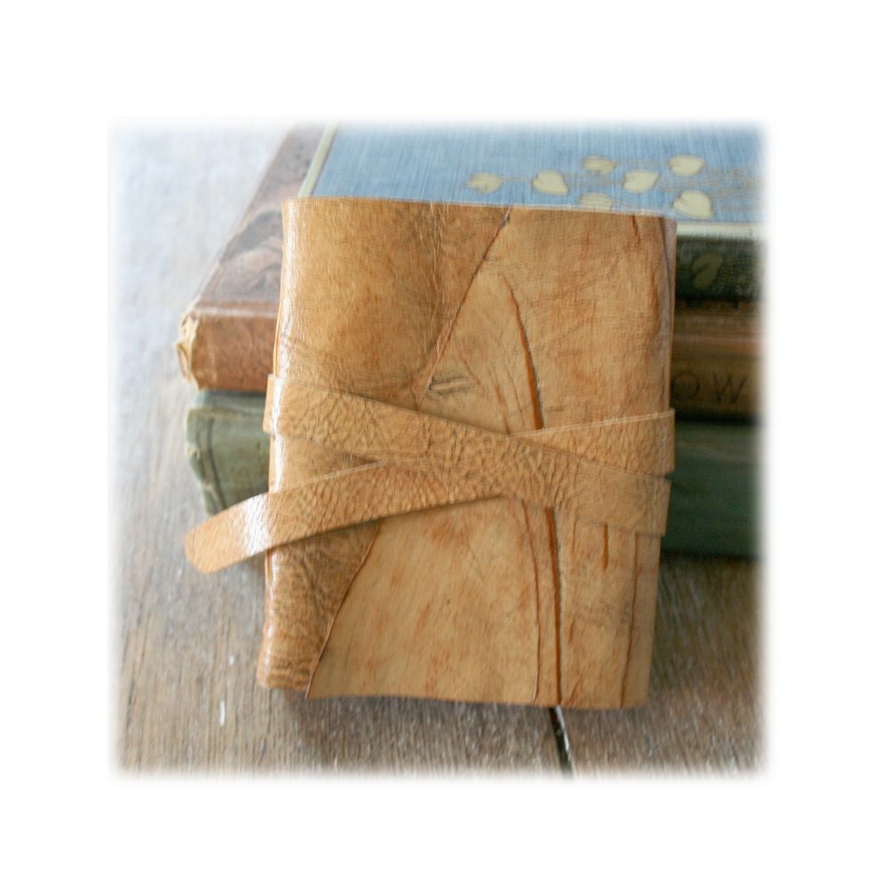 Leather Journal . Pablo Neruda's Love Sonnet XVII . handmade handbound . tan with dark veining (280 pgs)
