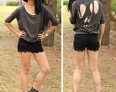 Charcoal Grey Skull Cut-Out Sweatshirt - S, L