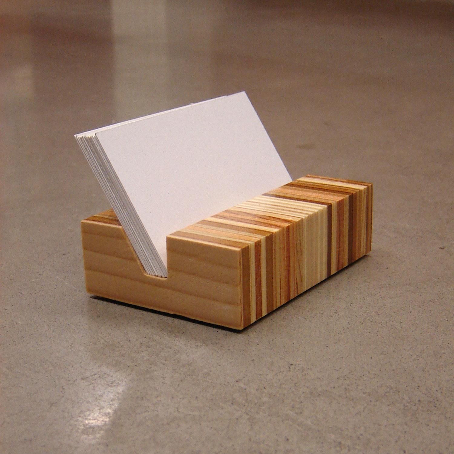 Retro Eames Era Inspired Minimalist Wood Business Card Holder