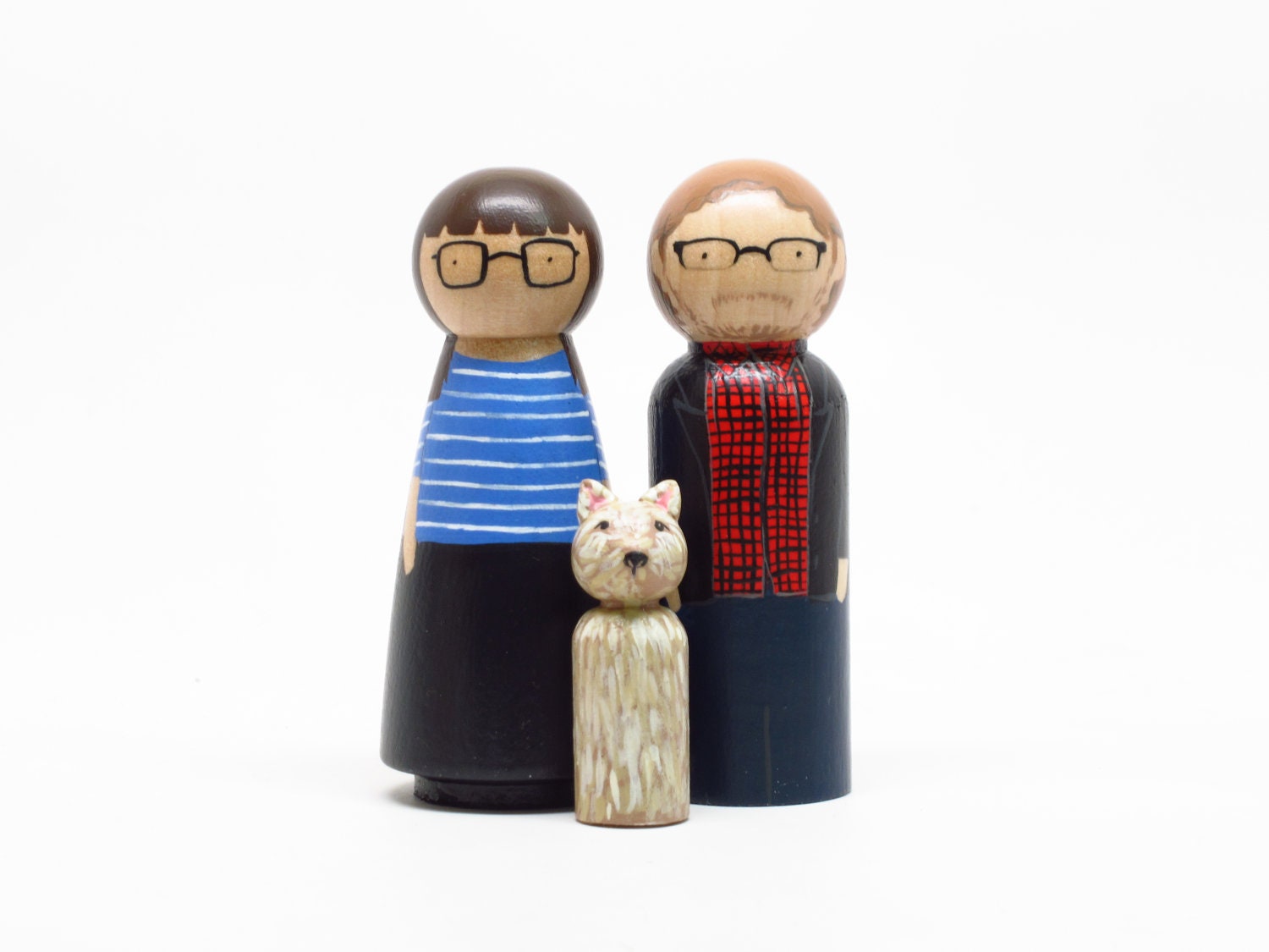 Custom Family of 3 // Anniversary Gifts Couple //  Unique Family Portrait Anniversary // Mother's Day Gift Wooden Peg Dolls