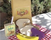Sandwich Stacker with Juice Box, Banana, Napkin and Canvas Bag. Toy Food -