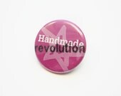 Violet pinback button brooch - handmade revolution - 3 cm - 1 1/4 inch