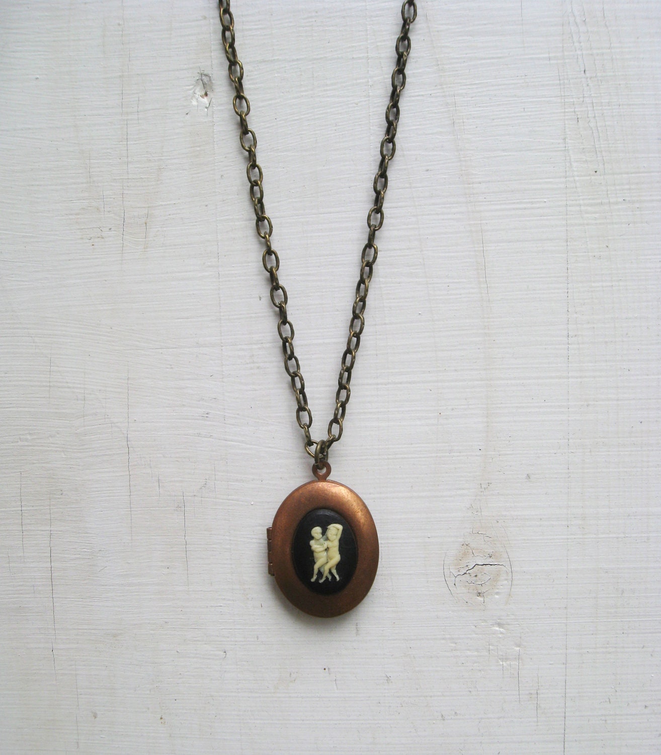 gemini // vintage copper locket necklace.
