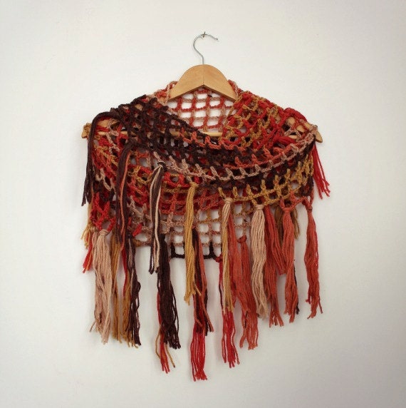 Fishnet Shawl Scarf - Fall Faliage
