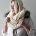 Hand Knitted Chunky Infinity Scarf -Ivory Lacey
