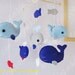 Baby Mobile - Whale Mobile - Nursery Mobile - Fish Mobile - Serene Sea - Blue Gray Whale family (You pick your colors)
