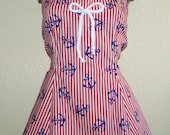 1950s Vintage inspired repro playsuit skirted swimdress bloomers sailor anchor L waist 32 plus size Viva rockabilly pinup