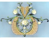 Baroque Quilling poster, flowers and flourishes, 12x18, Paper art print, Ready to ship, mother's day gift
