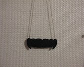 mustache pendant necklace black glitter gold chain 18 inch chain handlebar mustache beard hipster